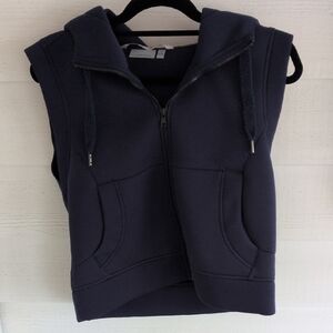 Athleta Navy Sleeveless Zip-Up Hoodie
